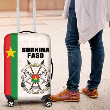 Burkina Faso Striped Luggage Cover African Mud Cloth Pattern - White LT15