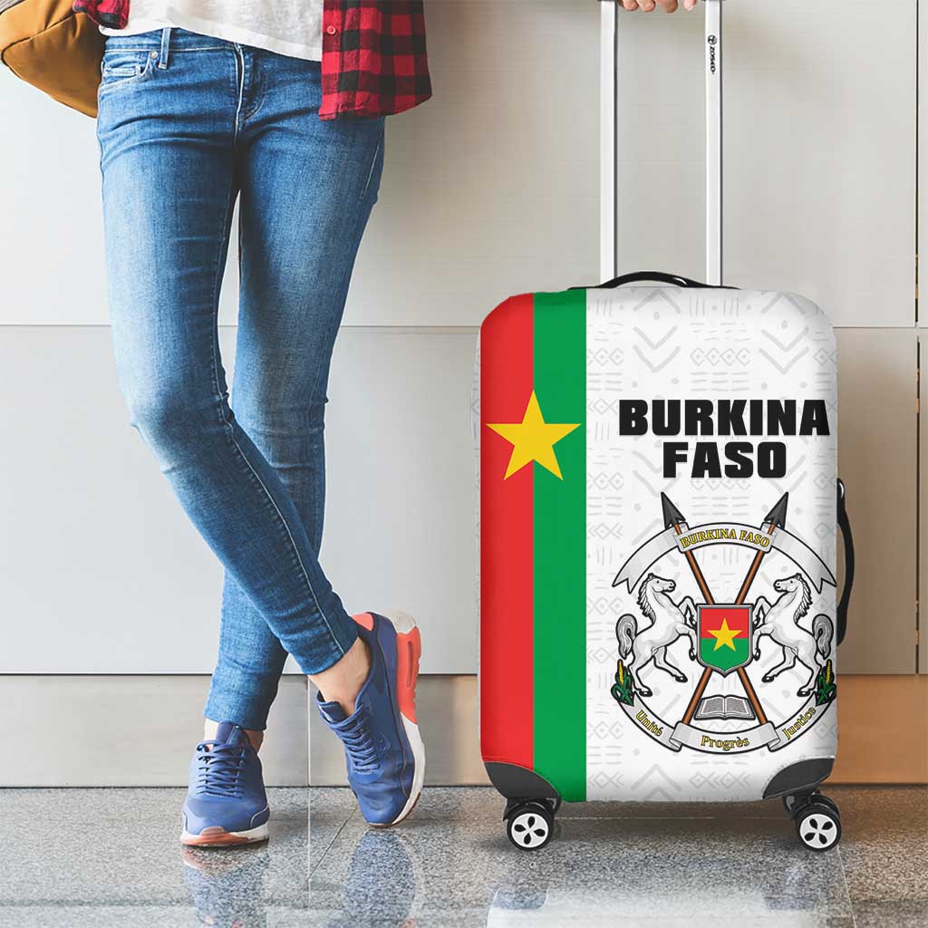 Burkina Faso Striped Luggage Cover African Mud Cloth Pattern - White LT15