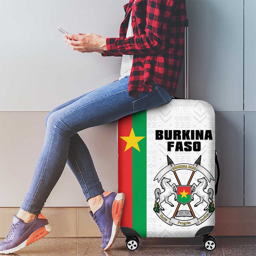 Burkina Faso Striped Luggage Cover African Mud Cloth Pattern - White LT15