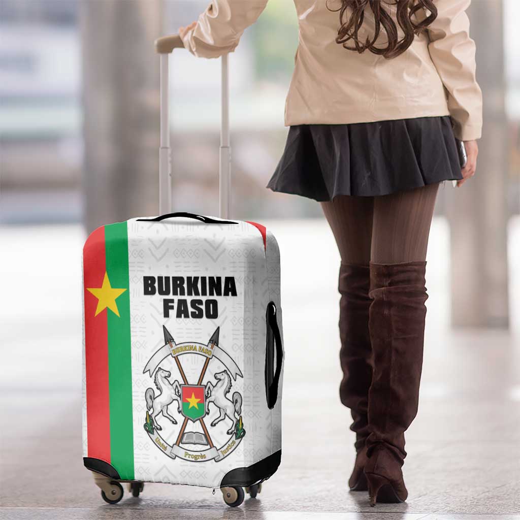 Burkina Faso Striped Luggage Cover African Mud Cloth Pattern - White LT15