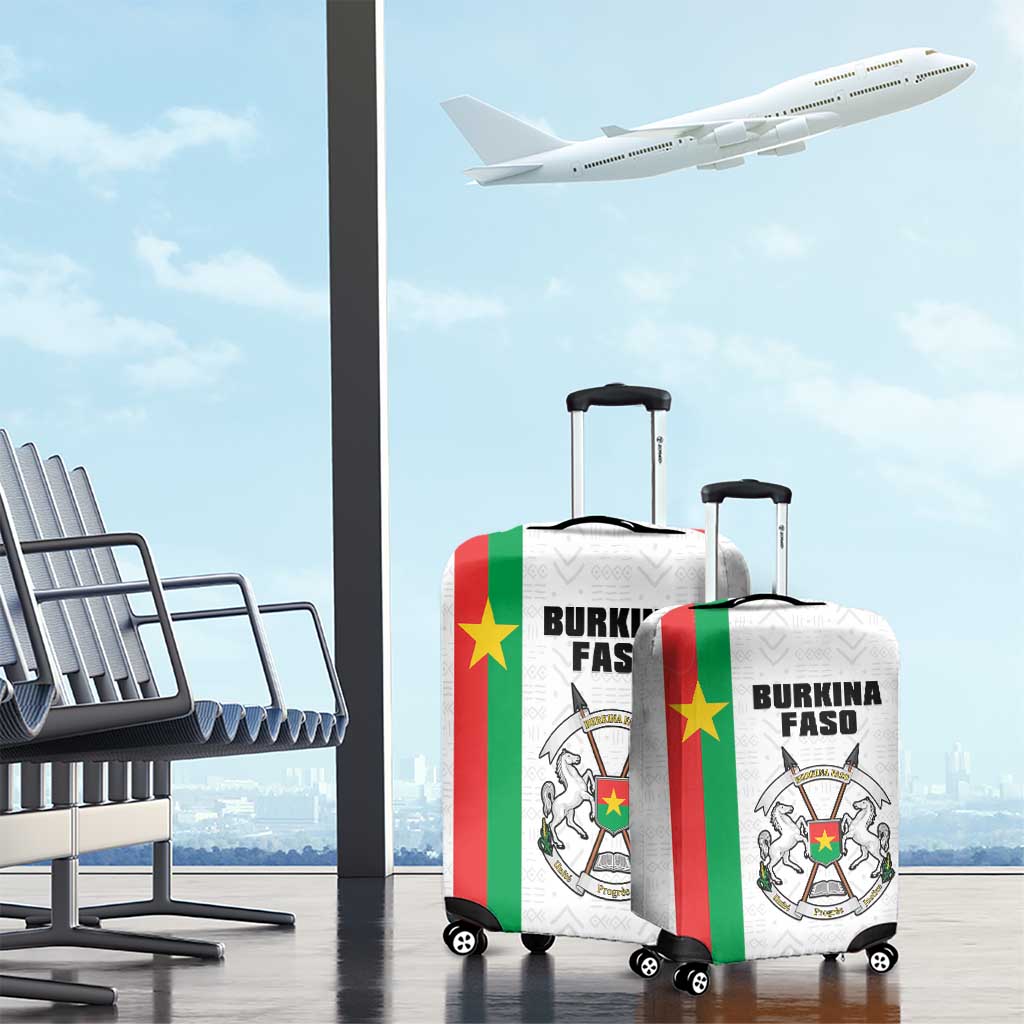 Burkina Faso Striped Luggage Cover African Mud Cloth Pattern - White LT15