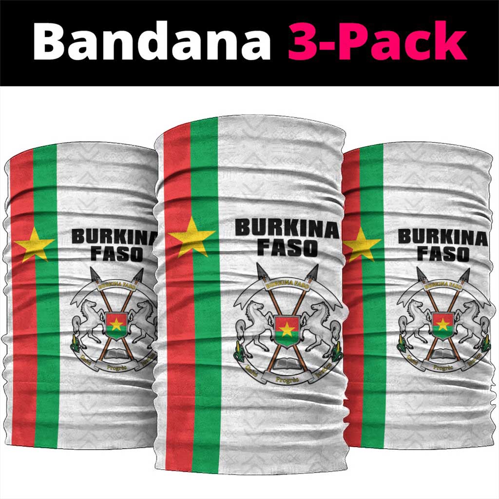 Burkina Faso Striped Neck Gaiter African Mud Cloth Pattern - White LT15