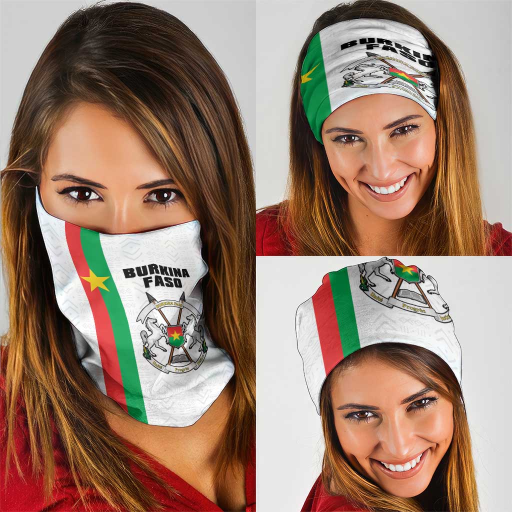 Burkina Faso Striped Neck Gaiter African Mud Cloth Pattern - White LT15