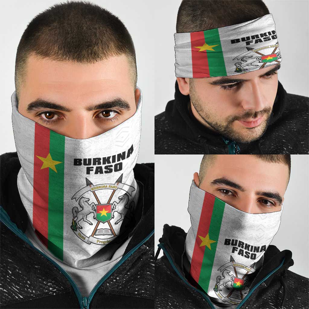 Burkina Faso Striped Neck Gaiter African Mud Cloth Pattern - White LT15