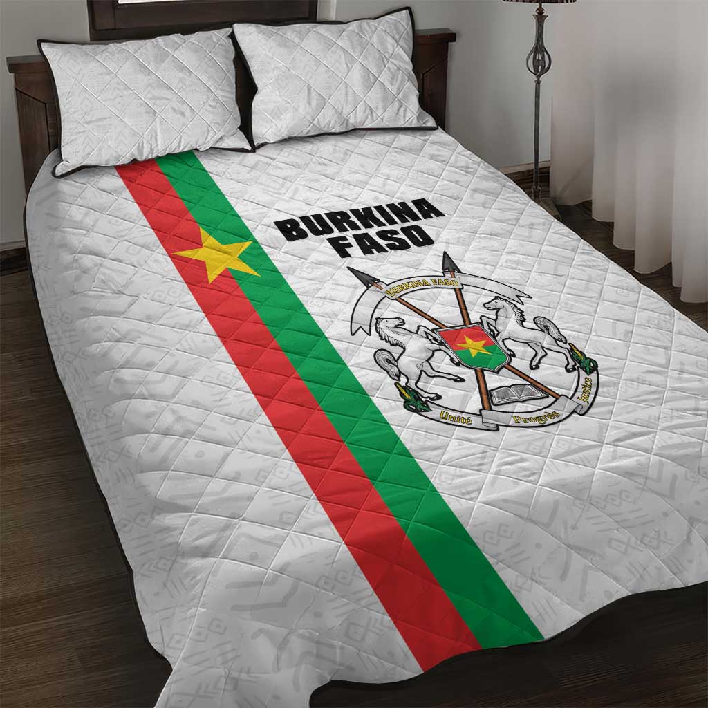 Burkina Faso Quilt Bed Set Striped White - Bogolan Pattern LT15
