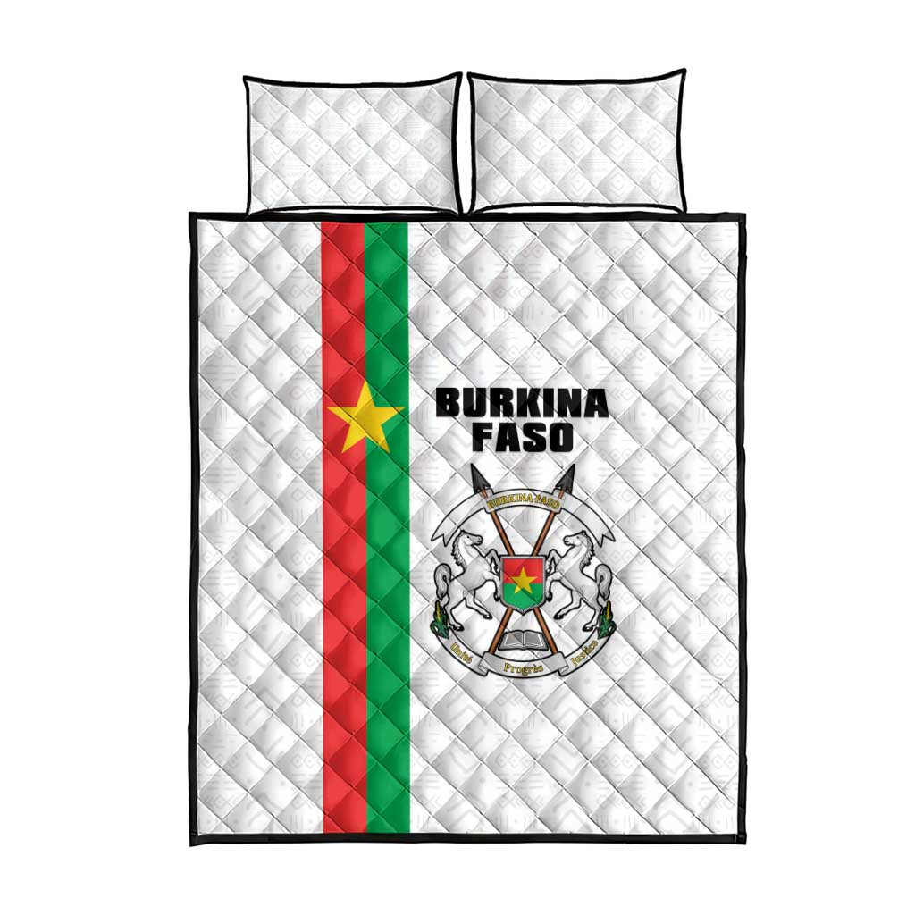 Burkina Faso Quilt Bed Set Striped White - Bogolan Pattern LT15