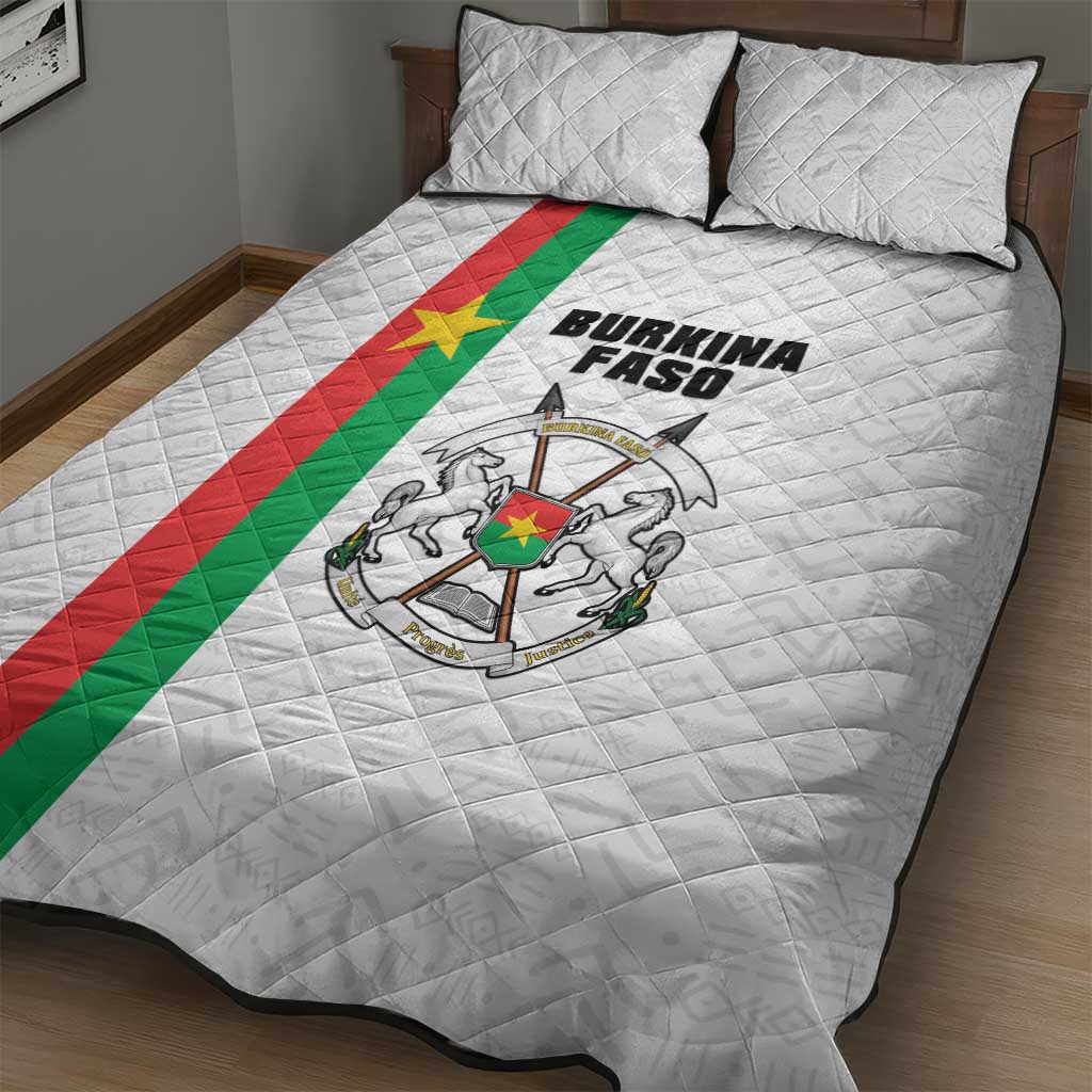 Burkina Faso Quilt Bed Set Striped White - Bogolan Pattern LT15