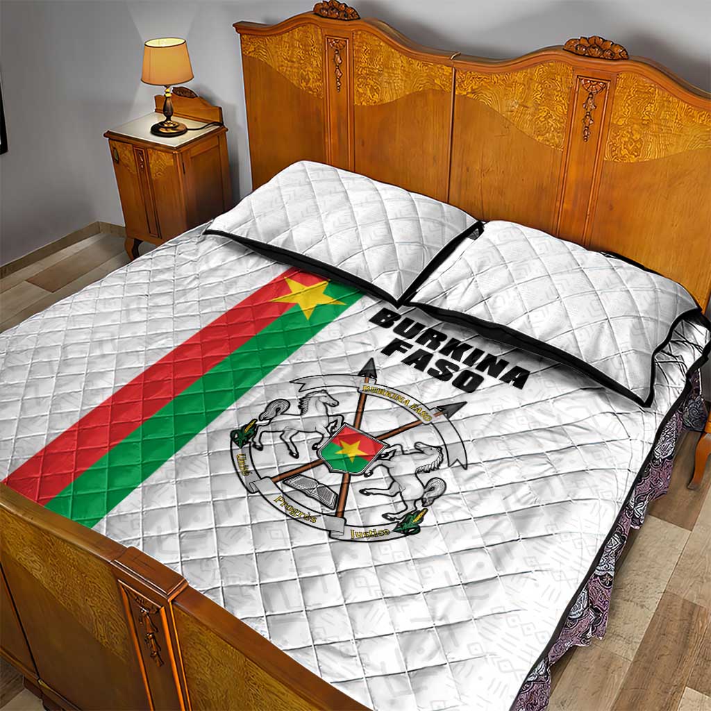 Burkina Faso Quilt Bed Set Striped White - Bogolan Pattern LT15