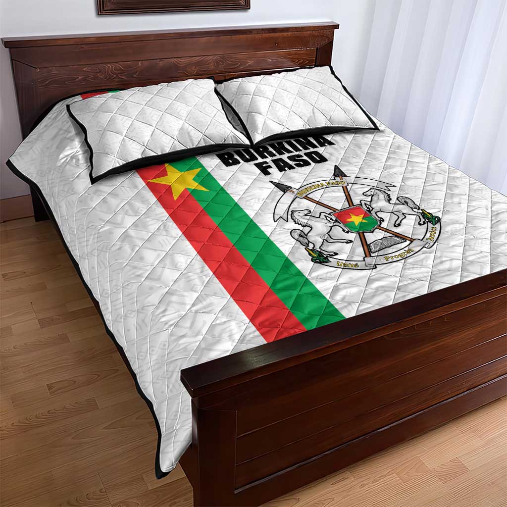 Burkina Faso Quilt Bed Set Striped White - Bogolan Pattern LT15