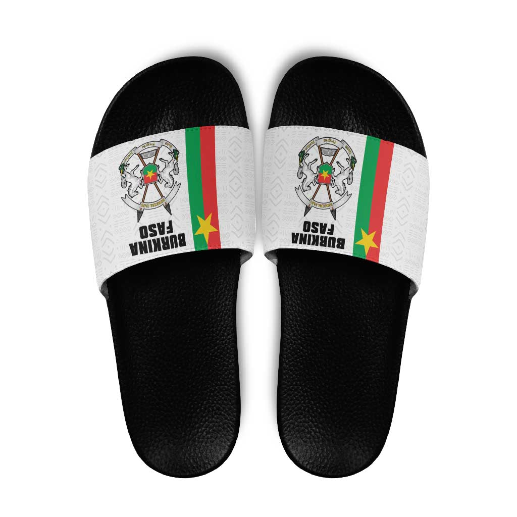 Burkina Faso Striped Slide Sandals African Mud Cloth Pattern - White LT15
