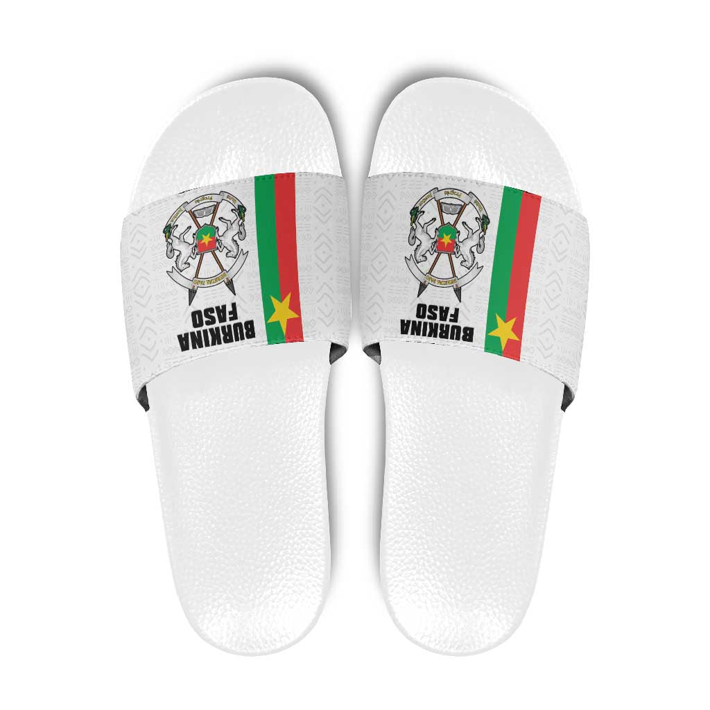Burkina Faso Striped Slide Sandals African Mud Cloth Pattern - White LT15