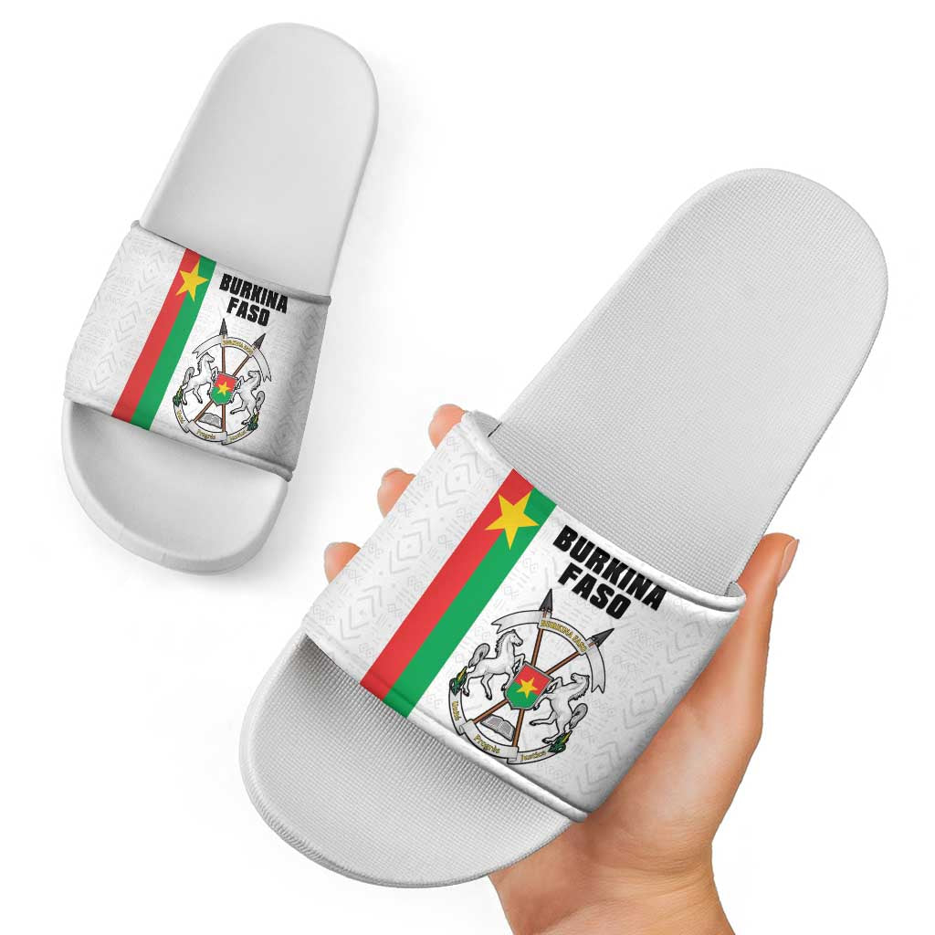 Burkina Faso Striped Slide Sandals African Mud Cloth Pattern - White LT15