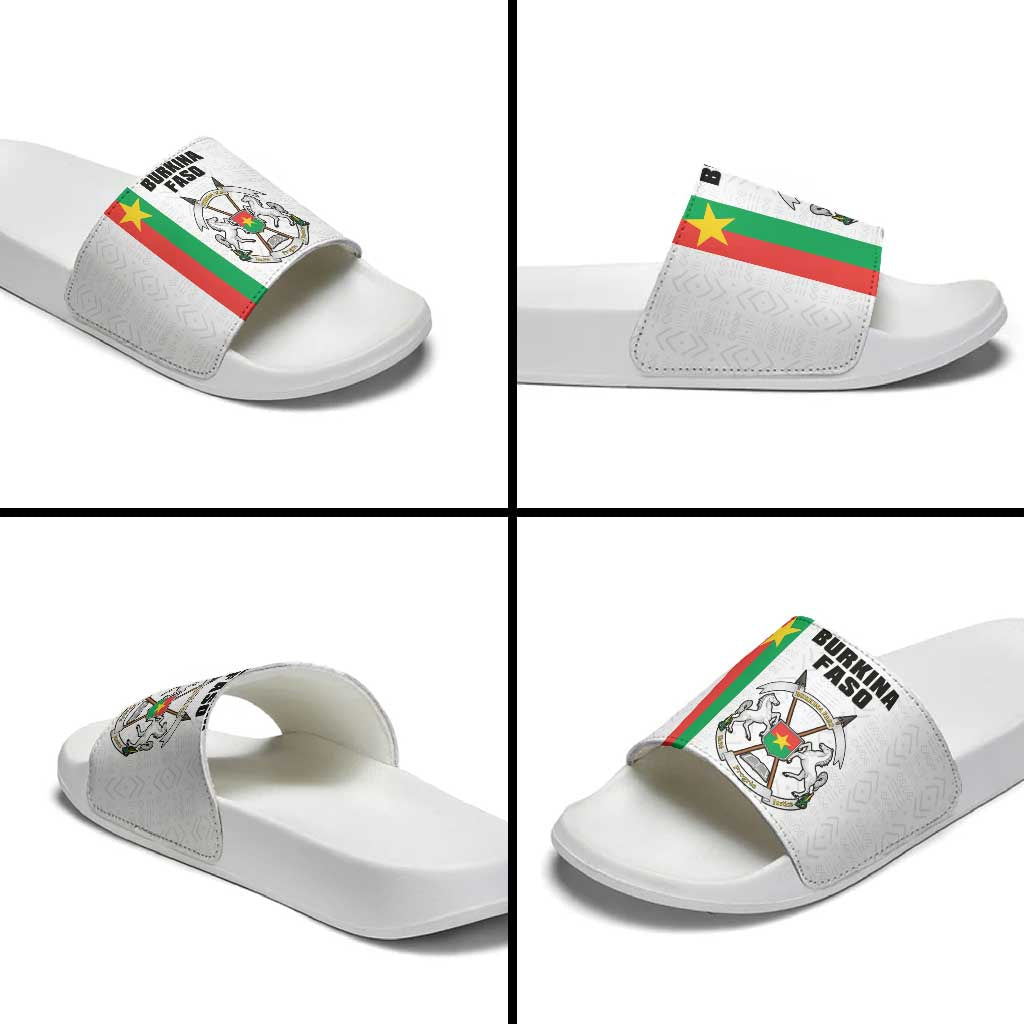 Burkina Faso Striped Slide Sandals African Mud Cloth Pattern - White LT15