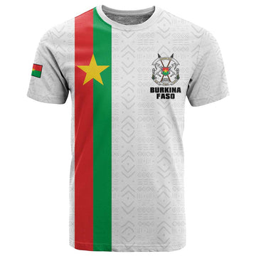 Personalized Burkina Faso T shirt Striped White - Bogolan Pattern LT15