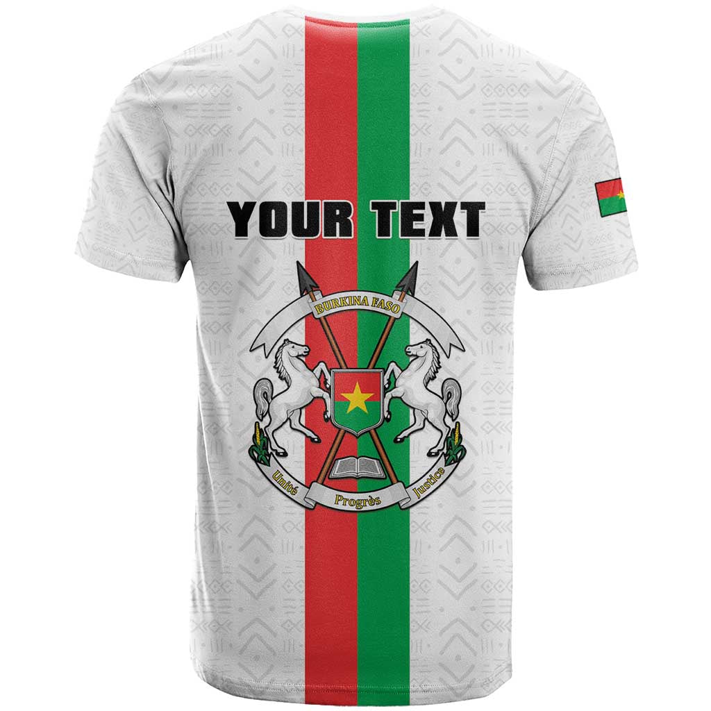 Personalized Burkina Faso T shirt Striped White - Bogolan Pattern LT15