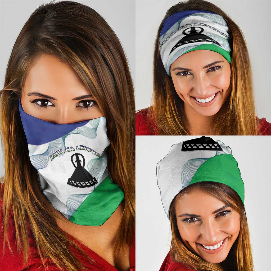 Lesotho Neck Gaiter Coat Of Arms With Kente Pattern LT15