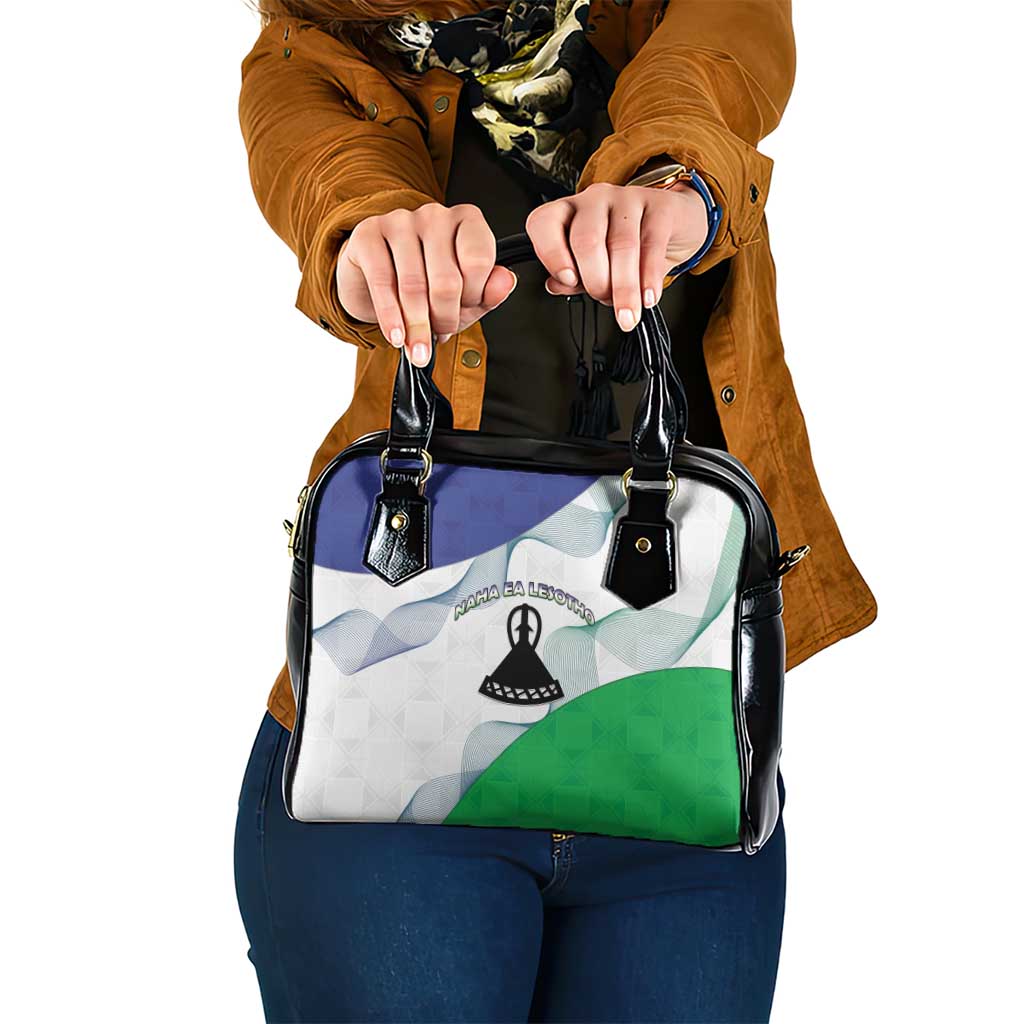 Lesotho Shoulder Handbag Coat Of Arms With Kente Pattern LT15