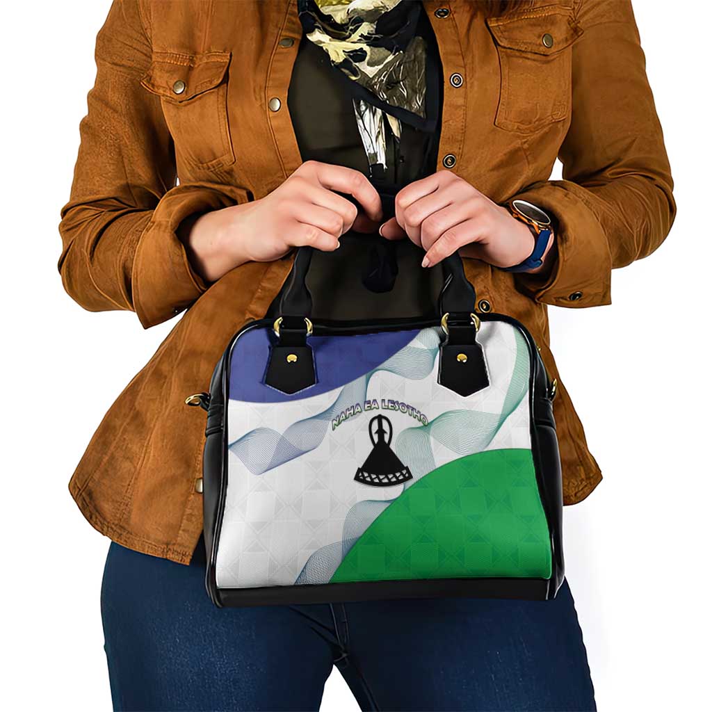 Lesotho Shoulder Handbag Coat Of Arms With Kente Pattern LT15