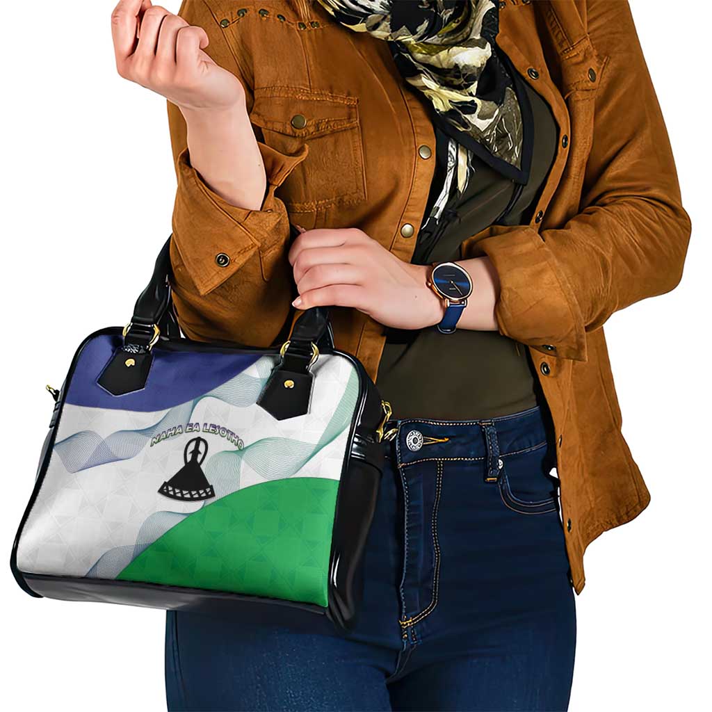 Lesotho Shoulder Handbag Coat Of Arms With Kente Pattern LT15