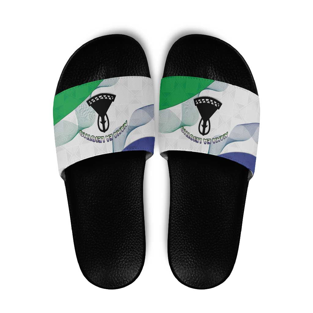 Lesotho Slide Sandals Coat Of Arms With Kente Pattern LT15