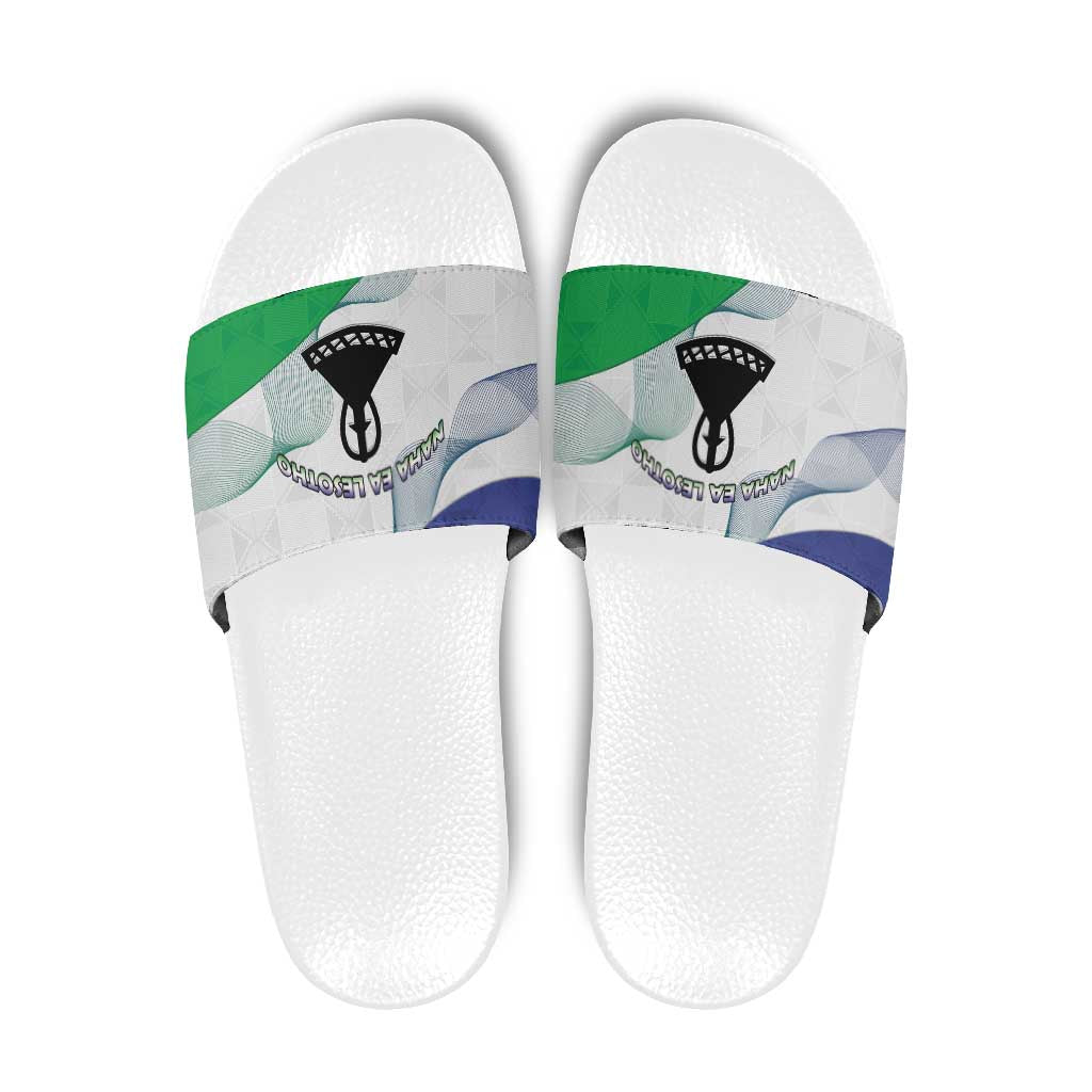 Lesotho Slide Sandals Coat Of Arms With Kente Pattern LT15