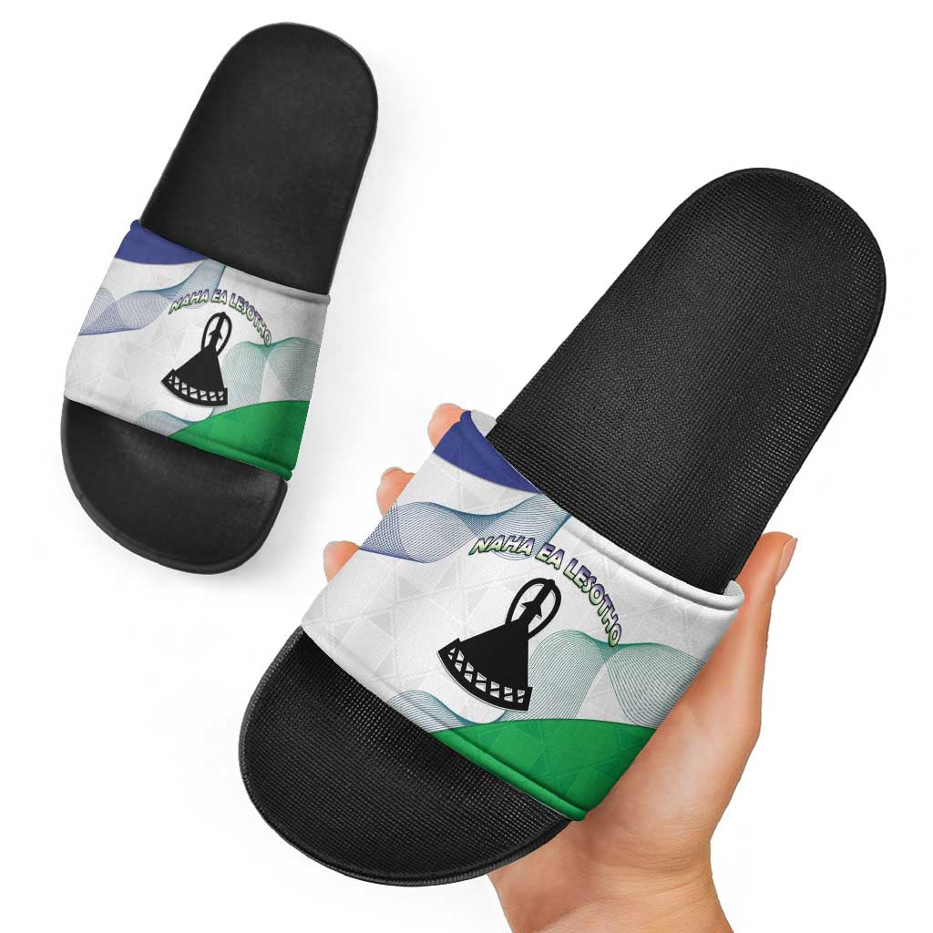 Lesotho Slide Sandals Coat Of Arms With Kente Pattern LT15