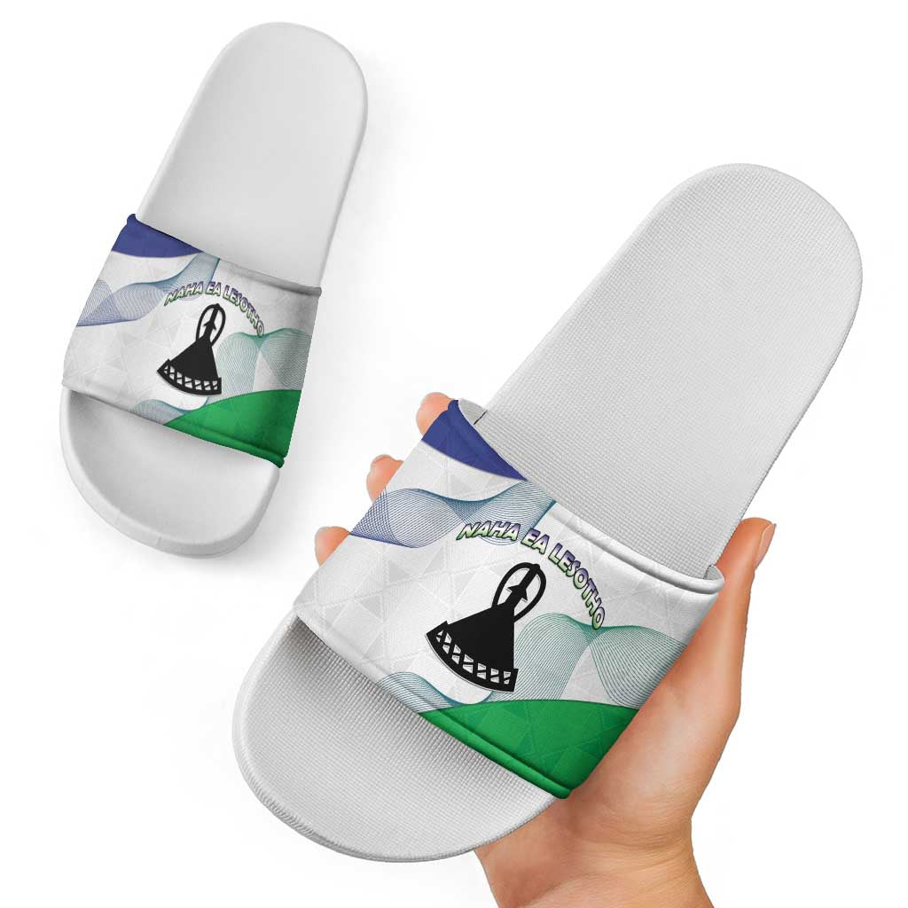 Lesotho Slide Sandals Coat Of Arms With Kente Pattern LT15