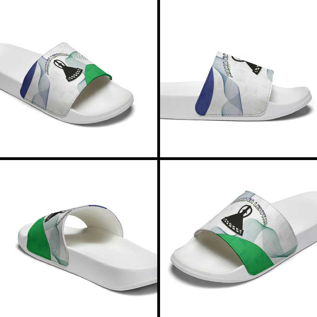Lesotho Slide Sandals Coat Of Arms With Kente Pattern LT15