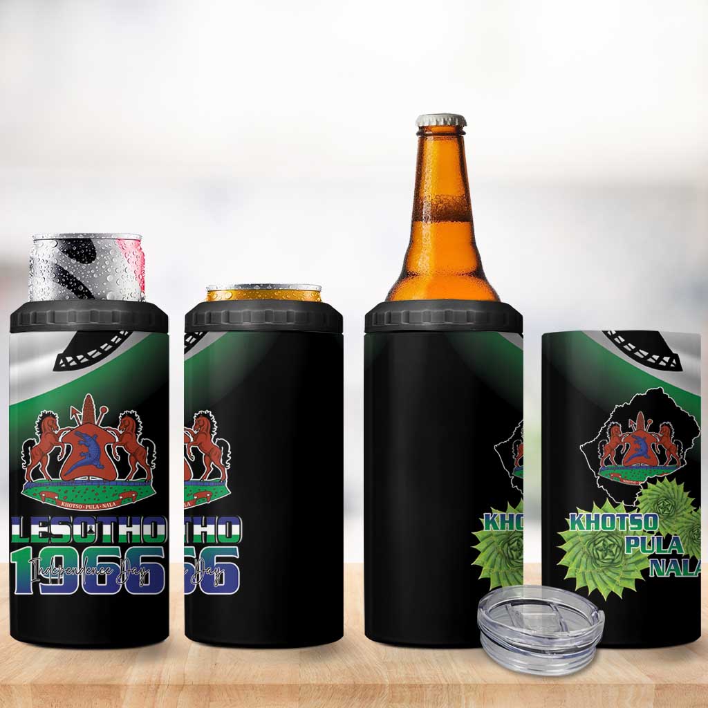 Happy Lesotho Independence Day 4 in 1 Can Cooler Tumbler Khotso Pula Nala LT15