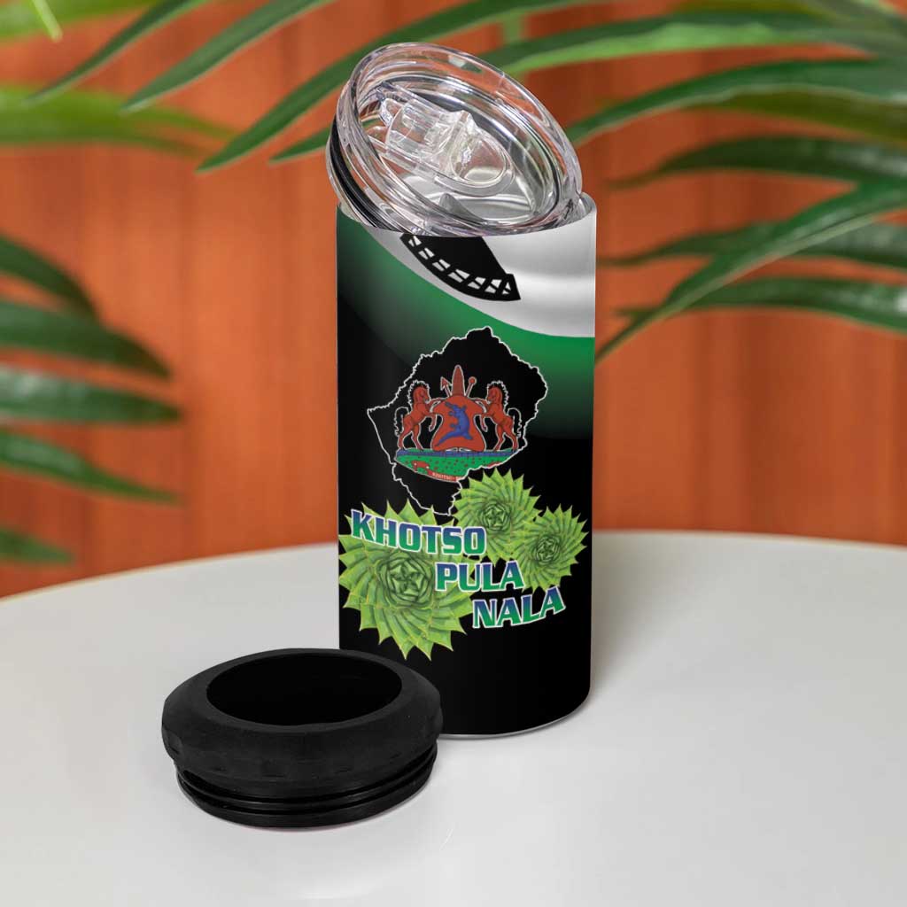 Happy Lesotho Independence Day 4 in 1 Can Cooler Tumbler Khotso Pula Nala LT15