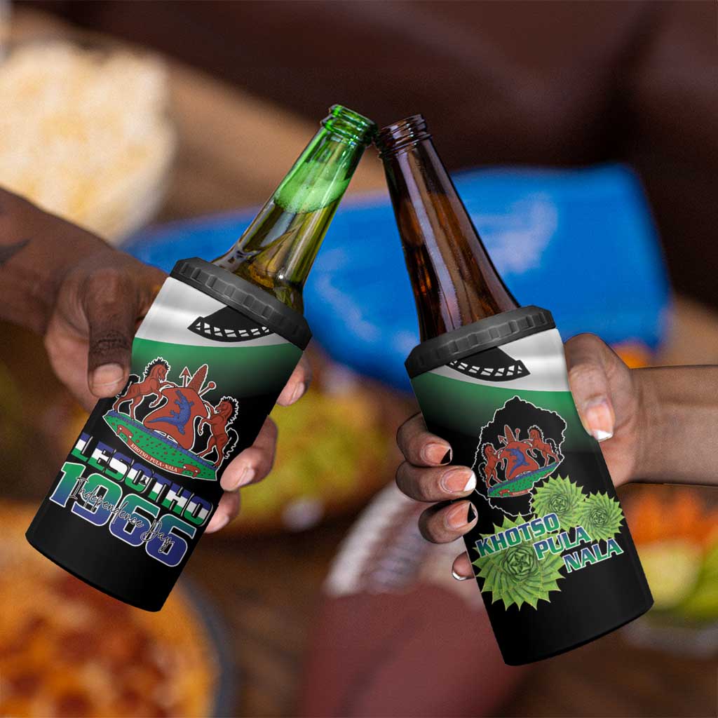 Happy Lesotho Independence Day 4 in 1 Can Cooler Tumbler Khotso Pula Nala LT15