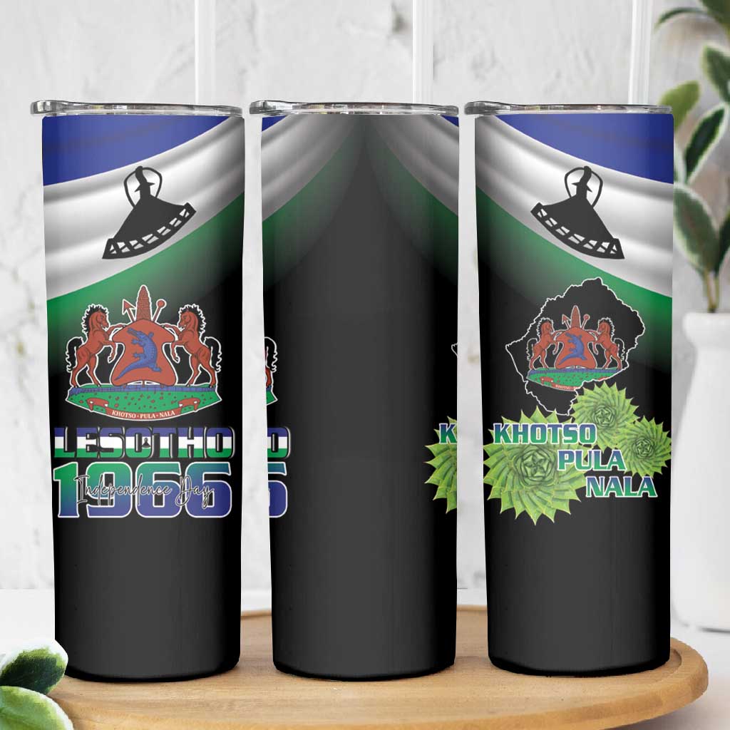 Happy Lesotho Independence Day Skinny Tumbler Khotso Pula Nala LT15