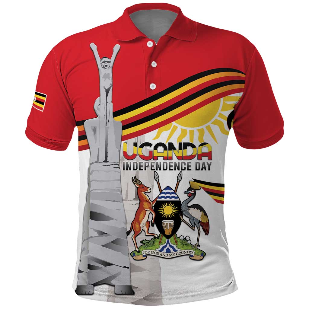 Personalized Uganda Independence Day Polo Shirt Independence Monument - Coat Of Arms LT15