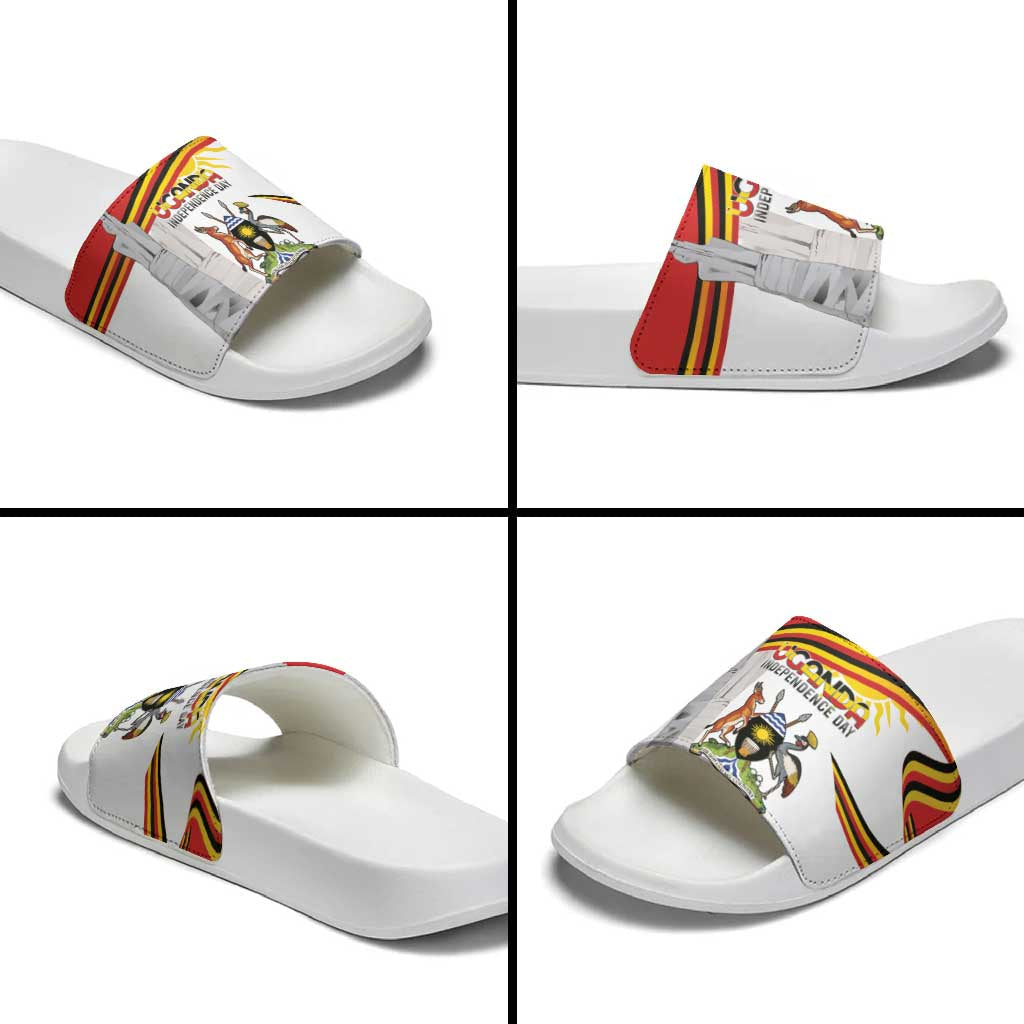 Uganda Independence Day Slide Sandals Independence Monument - Coat Of Arms LT15