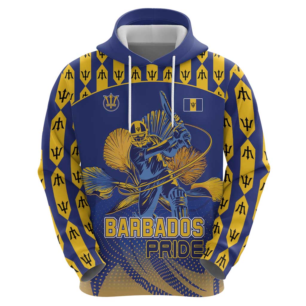 Custom Barbados Pride Cricket Hoodie Dwarf Poinciana Flower Sporty Style LT15