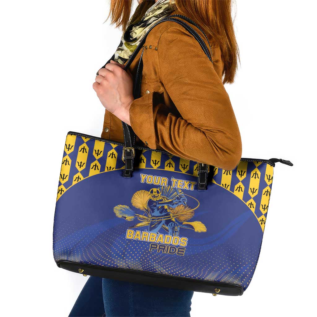 Custom Barbados Pride Cricket Leather Tote Bag Dwarf Poinciana Flower Sporty Style LT15