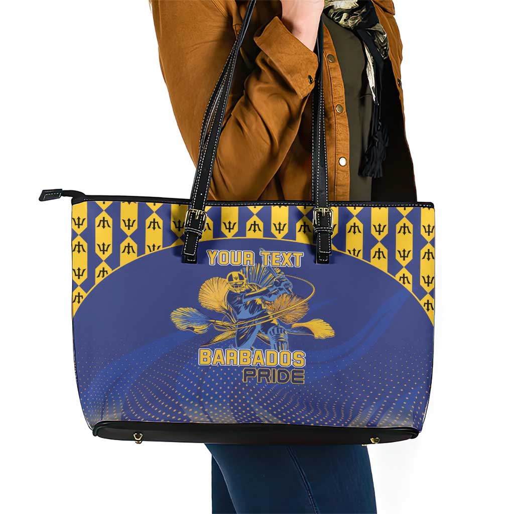 Custom Barbados Pride Cricket Leather Tote Bag Dwarf Poinciana Flower Sporty Style LT15