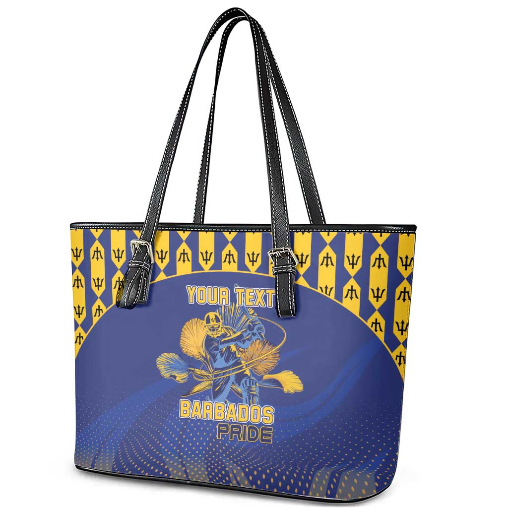 Custom Barbados Pride Cricket Leather Tote Bag Dwarf Poinciana Flower Sporty Style LT15