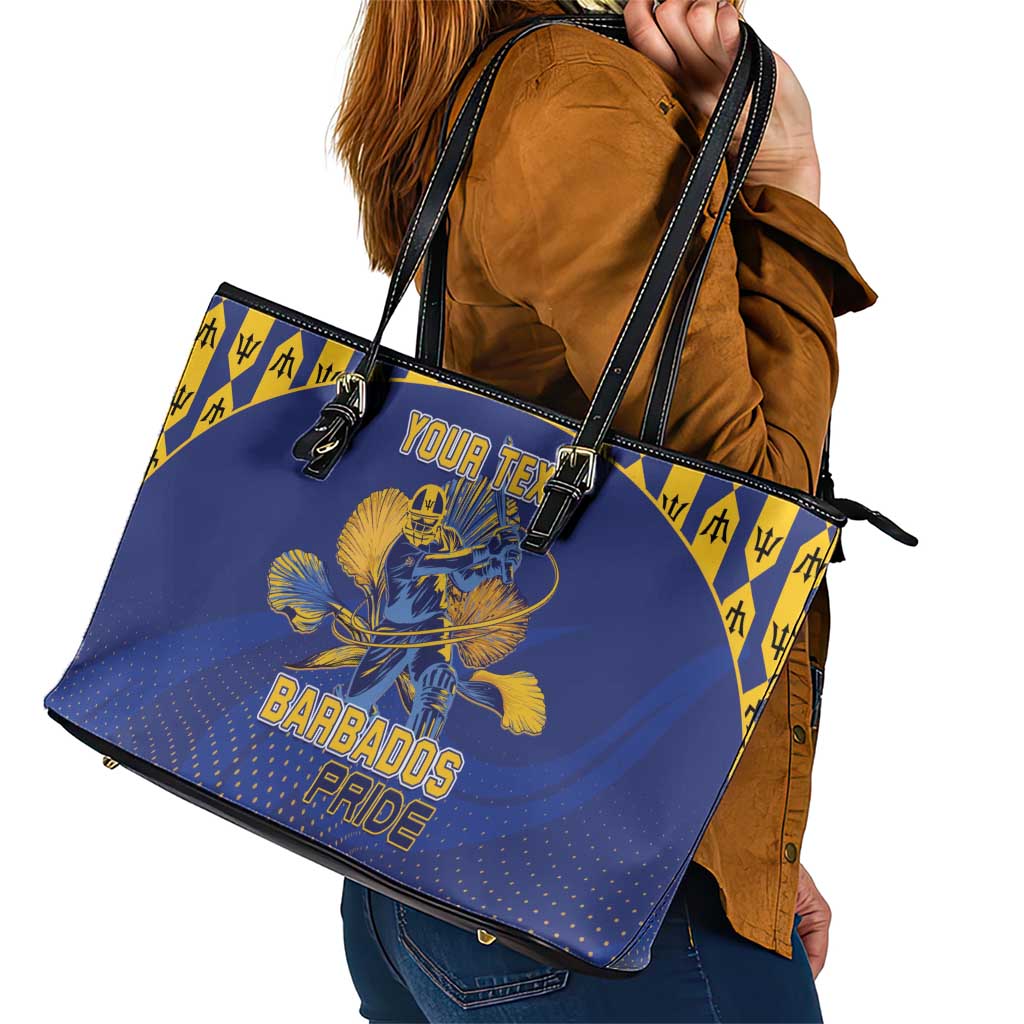 Custom Barbados Pride Cricket Leather Tote Bag Dwarf Poinciana Flower Sporty Style LT15