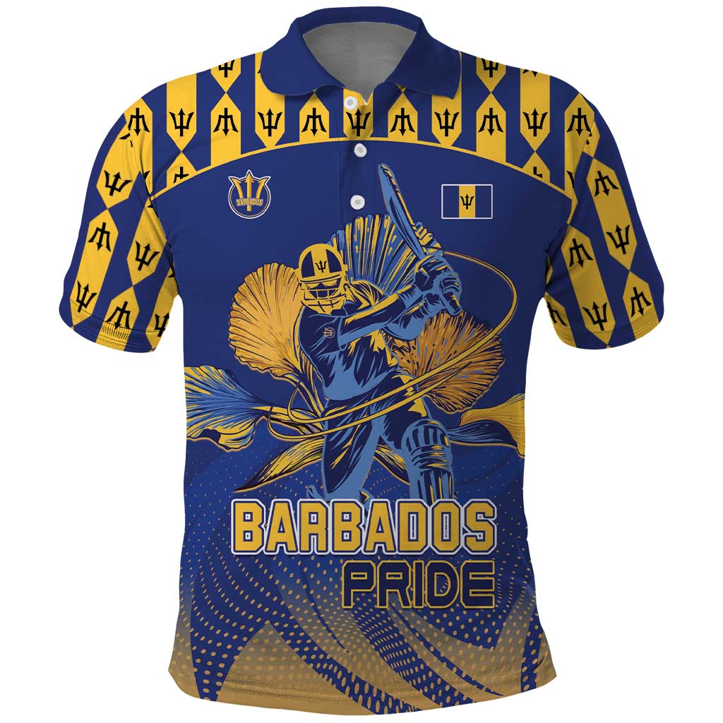 Custom Barbados Pride Cricket Polo Shirt Dwarf Poinciana Flower Sporty Style LT15