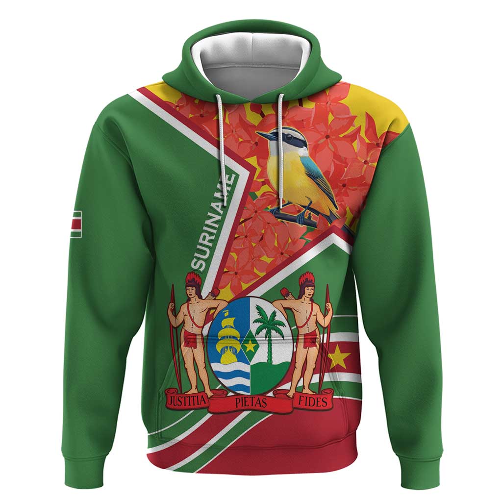 Suriname Independence Day Hoodie Coat Of Arms With Lesser Kiskadee LT15