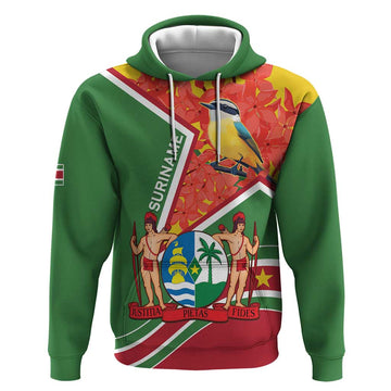 Suriname Independence Day Hoodie Coat Of Arms With Lesser Kiskadee LT15