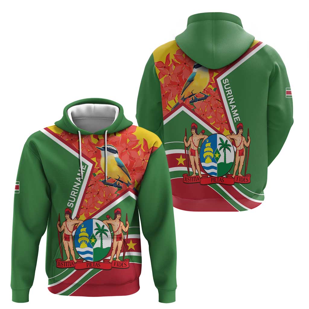 Suriname Independence Day Hoodie Coat Of Arms With Lesser Kiskadee LT15