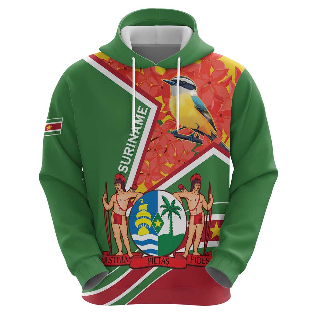 Suriname Independence Day Hoodie Coat Of Arms With Lesser Kiskadee LT15