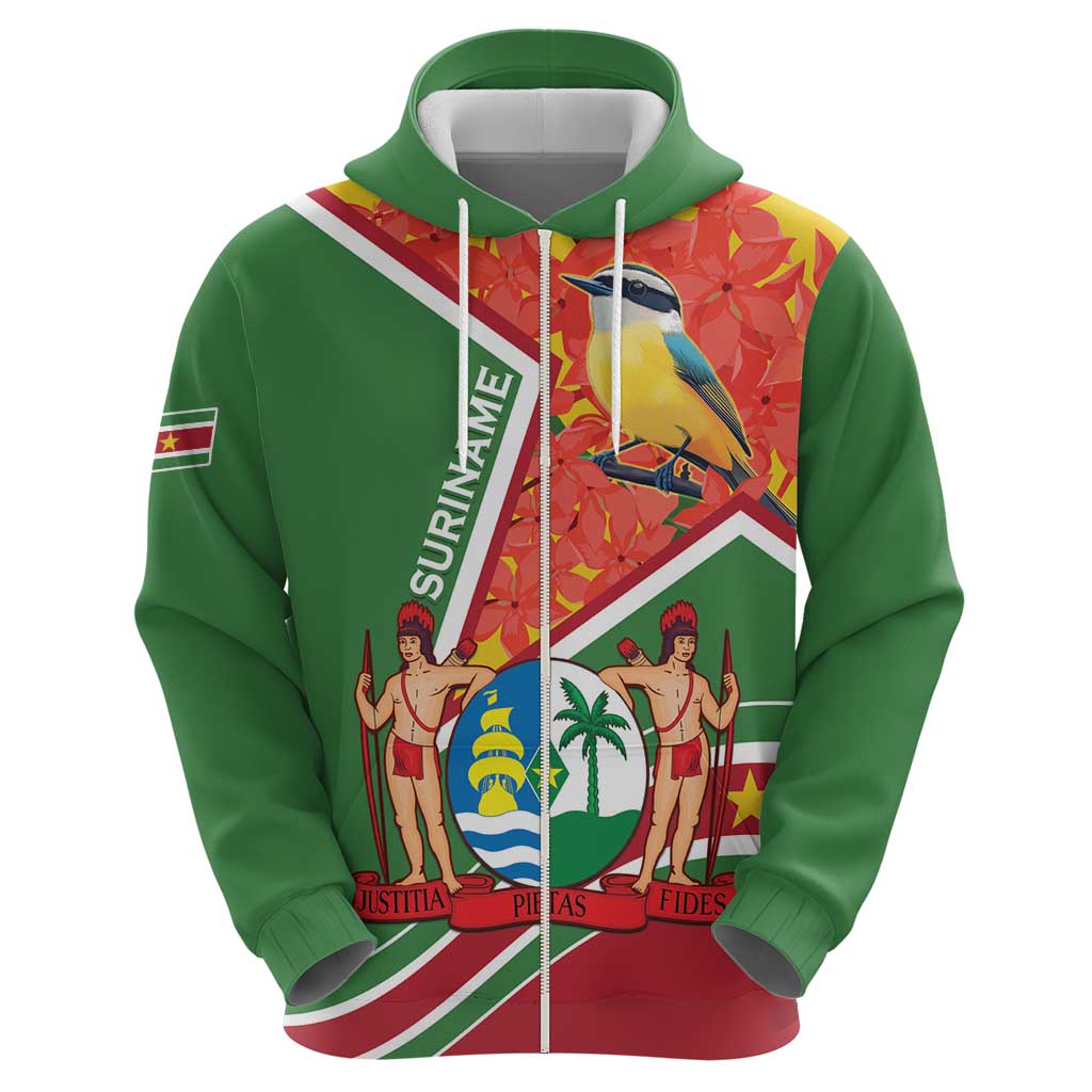 Suriname Independence Day Hoodie Coat Of Arms With Lesser Kiskadee LT15