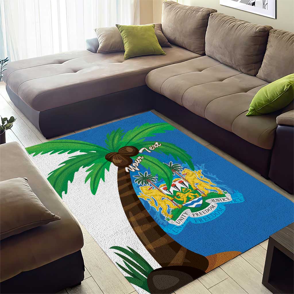 Personalised Afro Sierra Leone Area Rug Coat Of Arms With Flag Map LT15