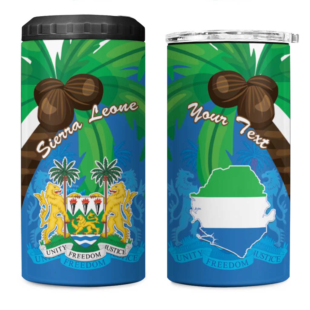 Personalised Afro Sierra Leone 4 in 1 Can Cooler Tumbler Coat Of Arms With Flag Map LT15
