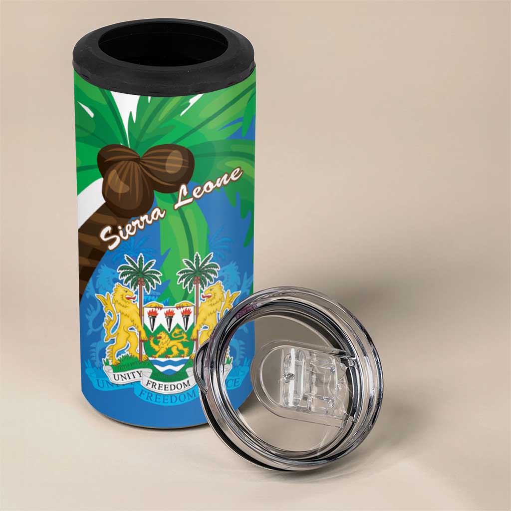 Personalised Afro Sierra Leone 4 in 1 Can Cooler Tumbler Coat Of Arms With Flag Map LT15
