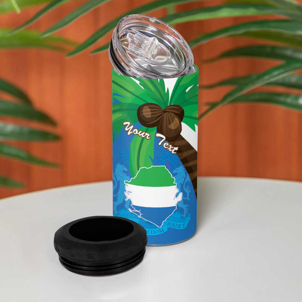 Personalised Afro Sierra Leone 4 in 1 Can Cooler Tumbler Coat Of Arms With Flag Map LT15