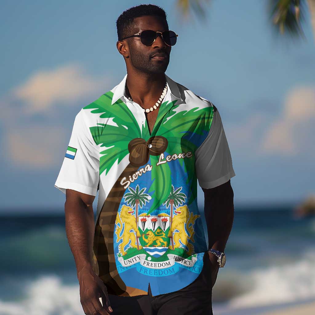 Personalised Afro Sierra Leone Hawaiian Shirt Coat Of Arms With Flag Map LT15